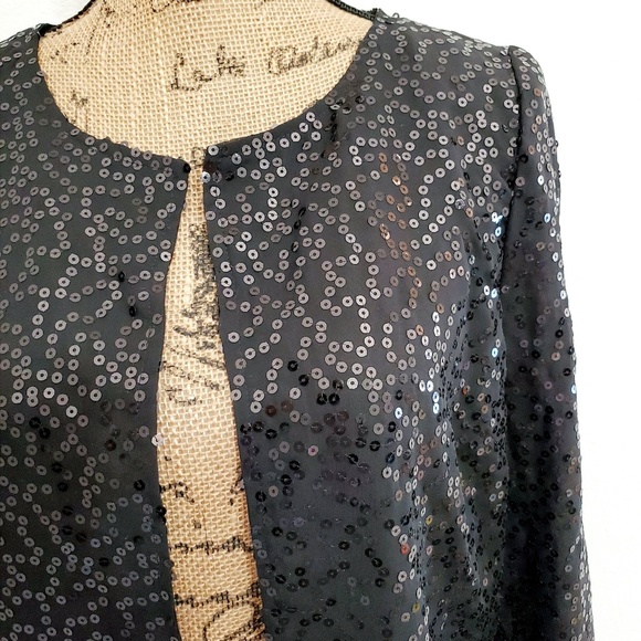 Petticoat Alley Jackets & Blazers - Petticoat Alley•open front black sequin jacket + L